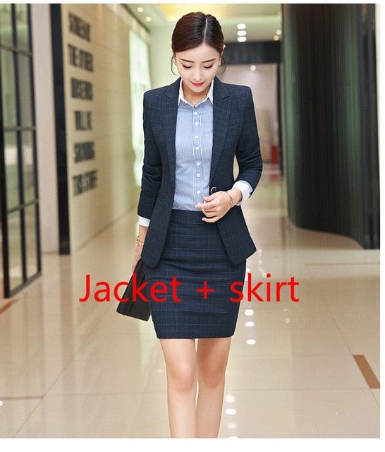Women's Business Suit - Slim , Long Sleeve Suit - Jacket Pants Or Skirt (D20)(TB5)