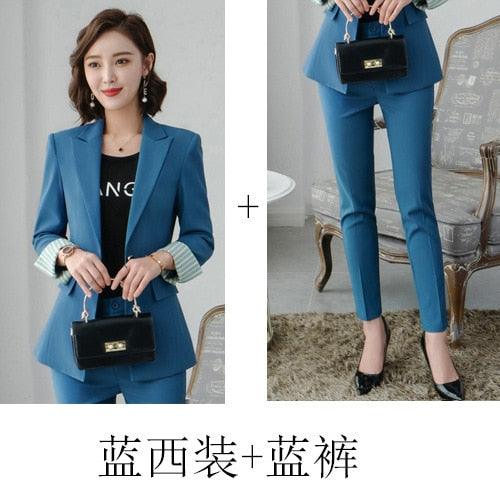Gorgeous Business Suit Set - Fashion Host Suit - High Quality Office Women's Suit - Large Size - New Pants Set (TB5)(F20)