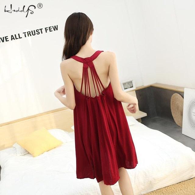 Gorgeous Women's Plus Size Nightgown - Sleeveless Sleepwear Summer Sexy Night Dress (ZP2)(F90)