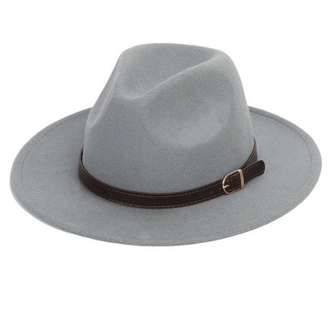 Wool Shallow Warm Adjustable Fashion Hats - Unisex Belt Buckle Hat - Classic Bowler Jazz (D17)(MA3)