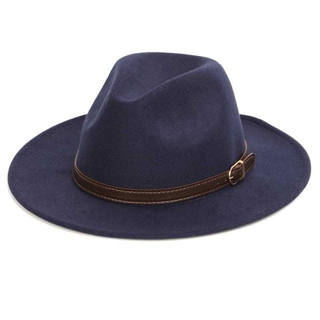 Wool Shallow Warm Adjustable Fashion Hats - Unisex Belt Buckle Hat - Classic Bowler Jazz (D17)(MA3)