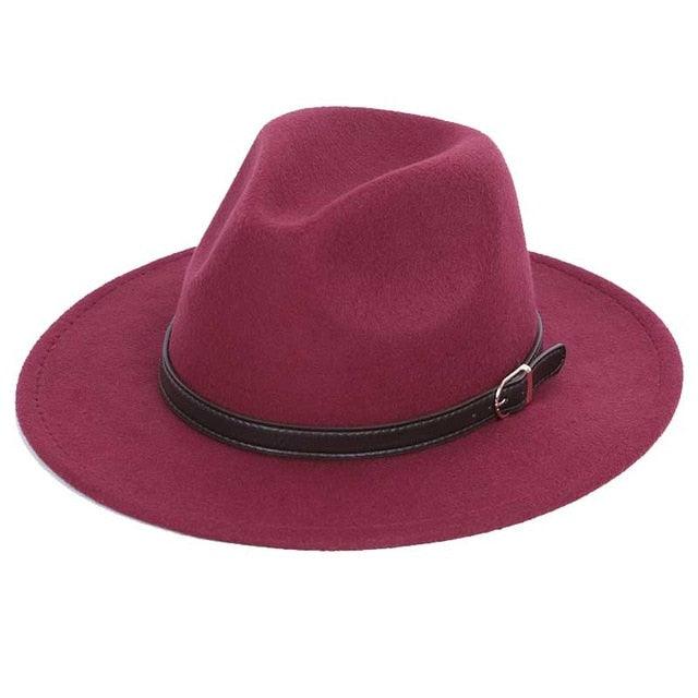 Wool Shallow Warm Adjustable Fashion Hats - Unisex Belt Buckle Hat - Classic Bowler Jazz (D17)(MA3)