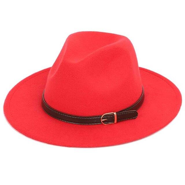 Wool Shallow Warm Adjustable Fashion Hats - Unisex Belt Buckle Hat - Classic Bowler Jazz (D17)(MA3)