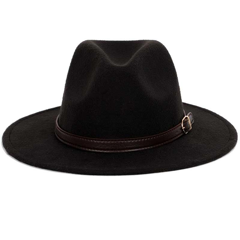 Wool Shallow Warm Adjustable Fashion Hats - Unisex Belt Buckle Hat - Classic Bowler Jazz (D17)(MA3)
