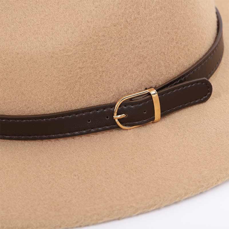 Wool Shallow Warm Adjustable Fashion Hats - Unisex Belt Buckle Hat - Classic Bowler Jazz (D17)(MA3)