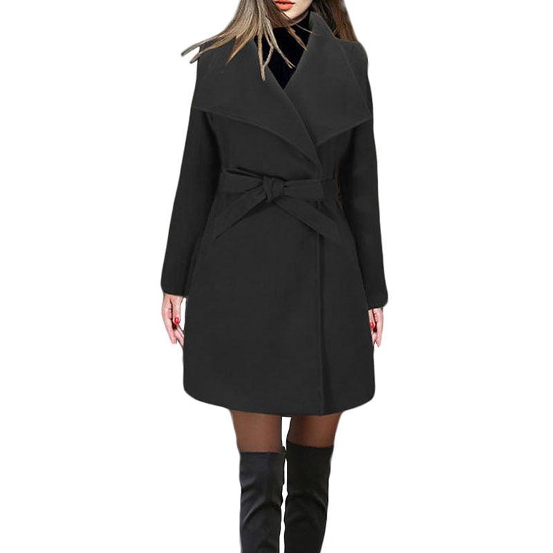 Women Autumn Winter Jacket - Fashion Casual Vintage Belt Long Jackets - Blazers Female Elegant Office Lady Coat (TB8A)(TB8B)(TP3)