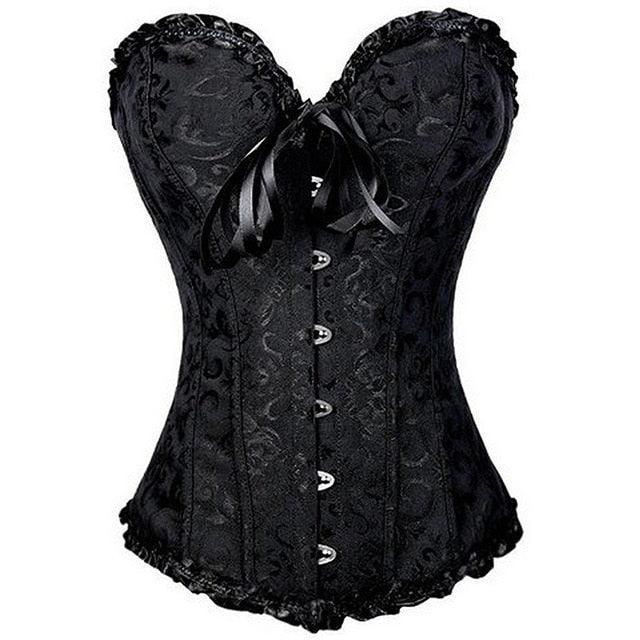 Gorgeous X New Steampunk Steel Boned Lace up Back Sexy Body Bustier Overbust Corset Women Waist Cincher Corsets Black Plus Size S-6XL(FH)(FHW1)(1U31)(1U24)(TSP4)
