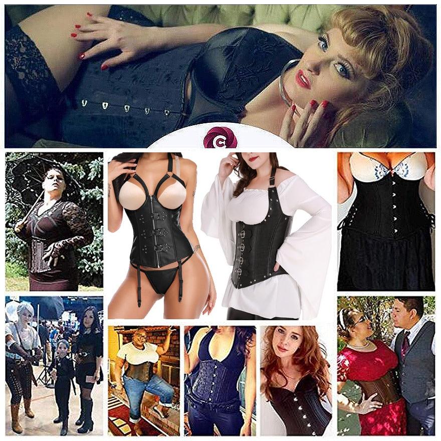 Gorgeous X New Steampunk Steel Boned Lace up Back Sexy Body Bustier Overbust Corset Women Waist Cincher Corsets Black Plus Size S-6XL(FH)(FHW1)(1U31)(1U24)(TSP4)