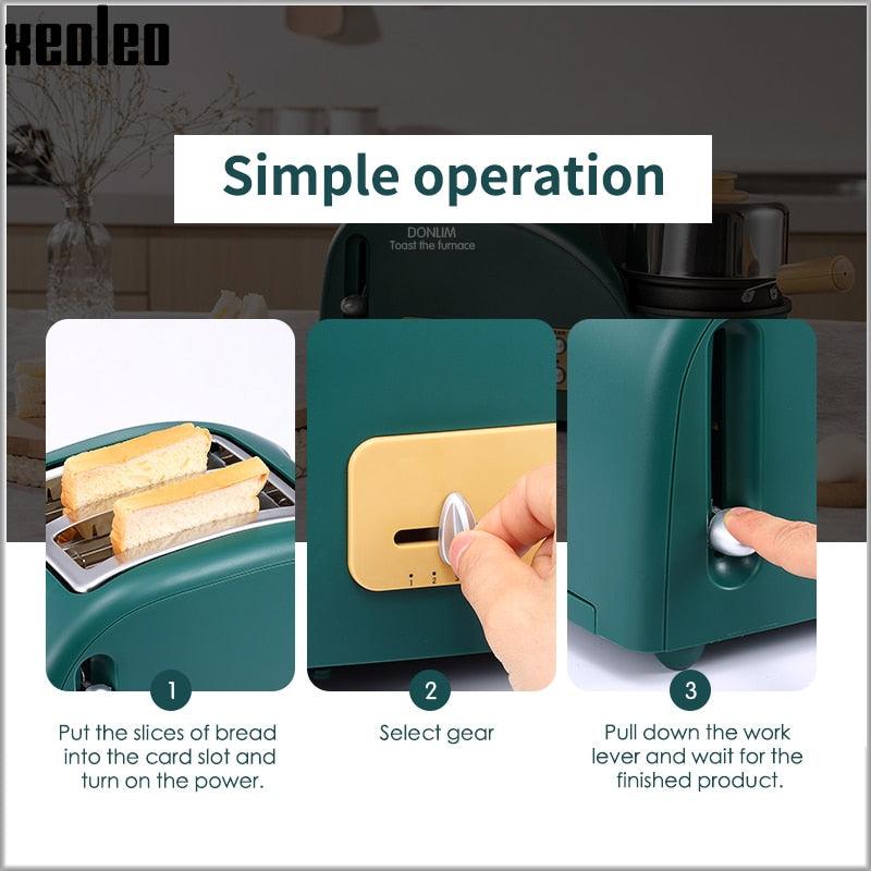 3in1 Breakfast machine Electric Toaster - Egg steamers Multifunction Automatic Fried Egg/Bacon Machine (H6)(1U59)