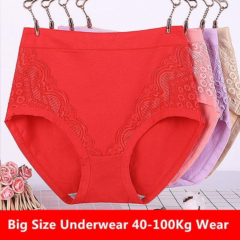 Amazing 3pcs/Lot Big Size High Waist Women's Panties - Solid Cotton Briefs Underwear (TSP2)