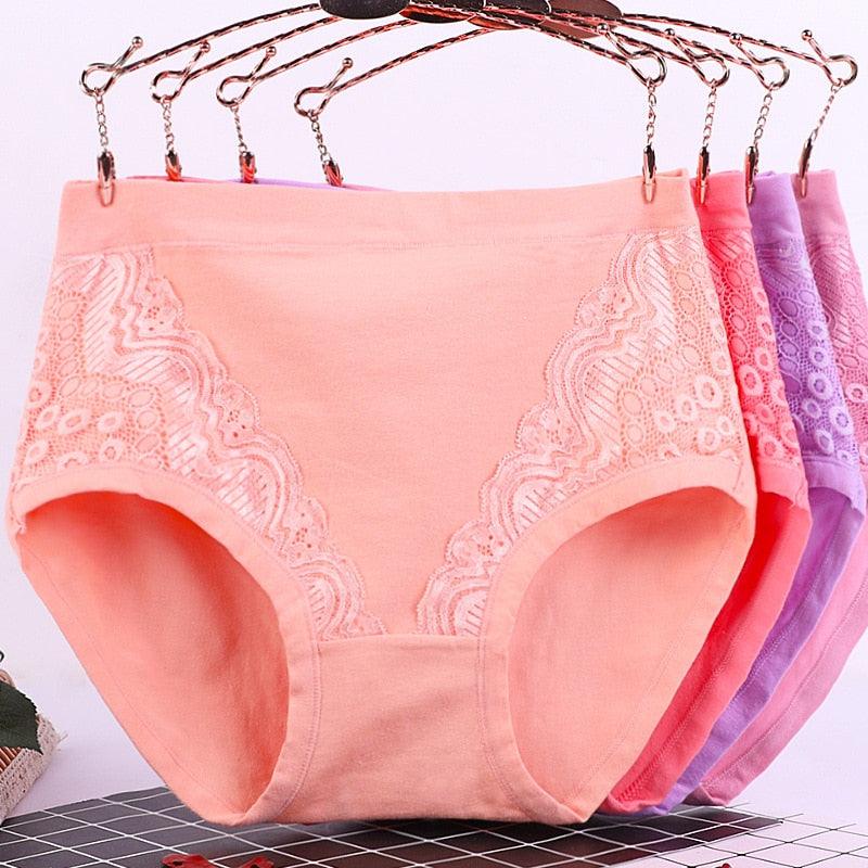 Amazing 3pcs/Lot Big Size High Waist Women's Panties - Solid Cotton Briefs Underwear (TSP2)