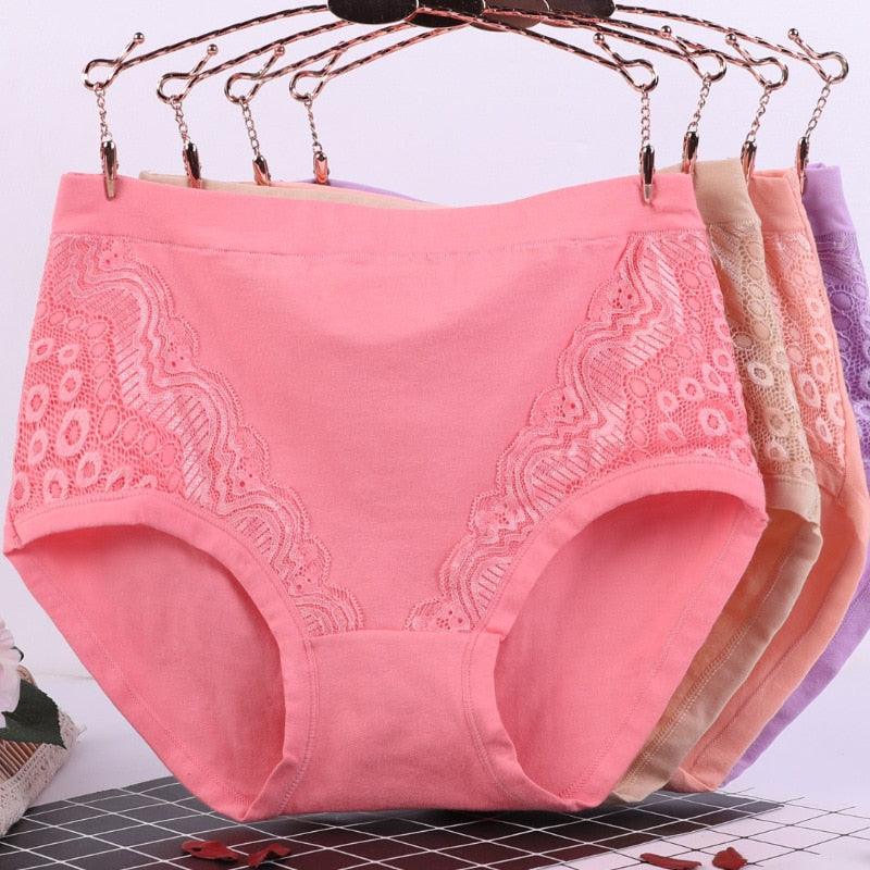 Amazing 3pcs/Lot Big Size High Waist Women's Panties - Solid Cotton Briefs Underwear (TSP2)