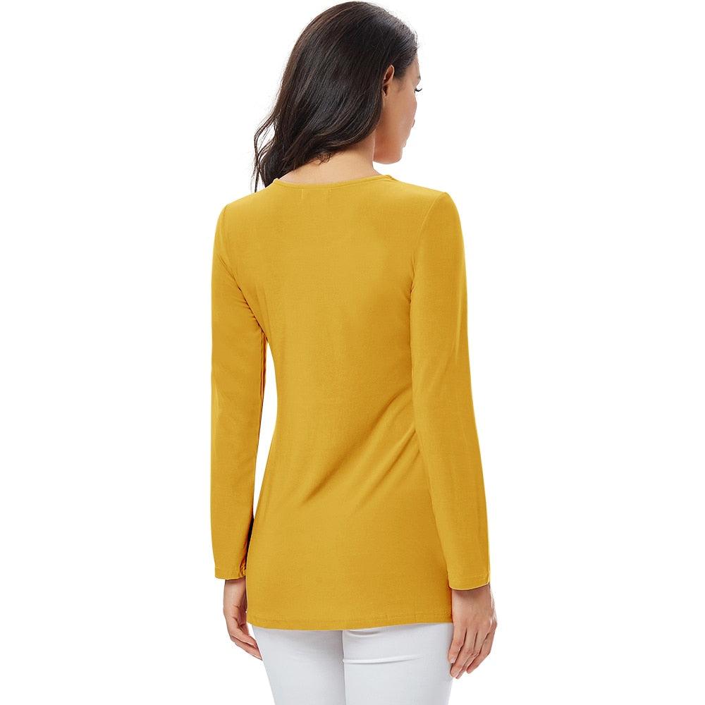 Ladies Golden Diamond Waist Decoration Slim Tunic Tops - Casual Party Long Sleeve Women Elegant Lace Floral Blouse (TB1)(BCD2)(F19)(F35)