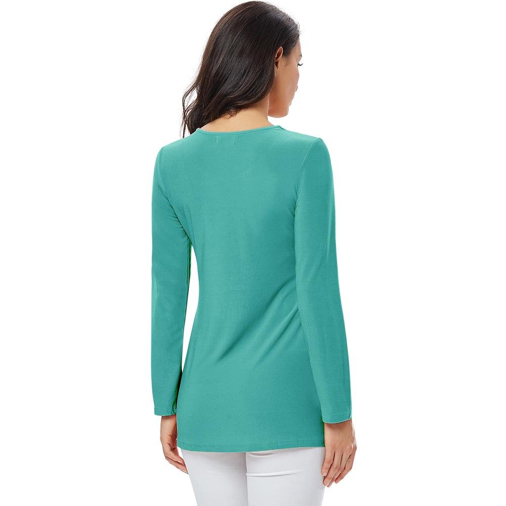 Ladies Golden Diamond Waist Decoration Slim Tunic Tops - Casual Party Long Sleeve Women Elegant Lace Floral Blouse (TB1)(BCD2)(F19)(F35)