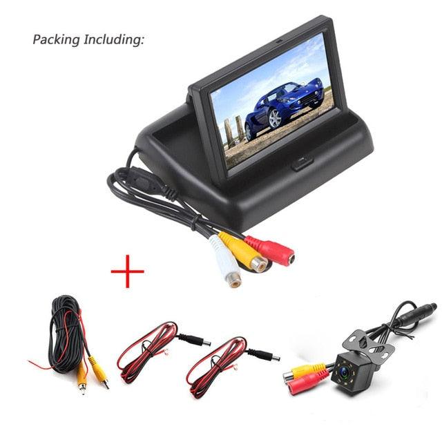 4.3'' Car Foldable Monitor TFT LCD Reversing Rear View Backup Parking Camera 8 LED Night (CT3)(F60)