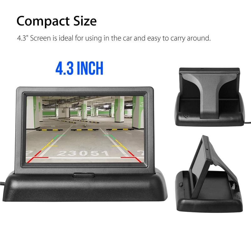 4.3'' Car Foldable Monitor TFT LCD Reversing Rear View Backup Parking Camera 8 LED Night (CT3)(F60)