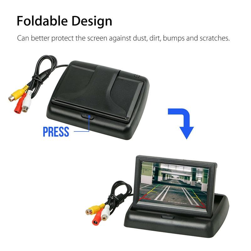4.3'' Car Foldable Monitor TFT LCD Reversing Rear View Backup Parking Camera 8 LED Night (CT3)(F60)