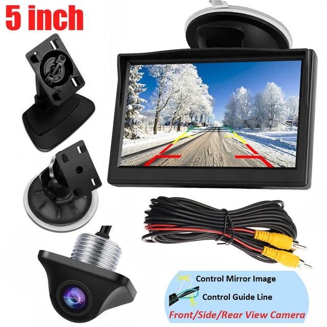 Great 5'' Monitor Kit Car Waterproof License Plate Front/Side/Rear View Camera 8 Auto LED Night Vision (CT3)(1U60)