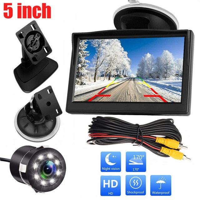 Great 5'' Monitor Kit Car Waterproof License Plate Front/Side/Rear View Camera 8 Auto LED Night Vision (CT3)(1U60)