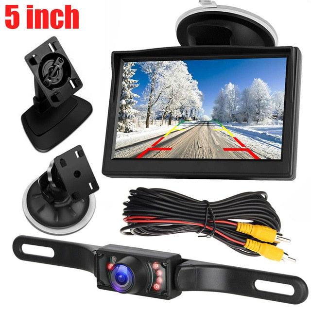 Great 5'' Monitor Kit Car Waterproof License Plate Front/Side/Rear View Camera 8 Auto LED Night Vision (CT3)(1U60)