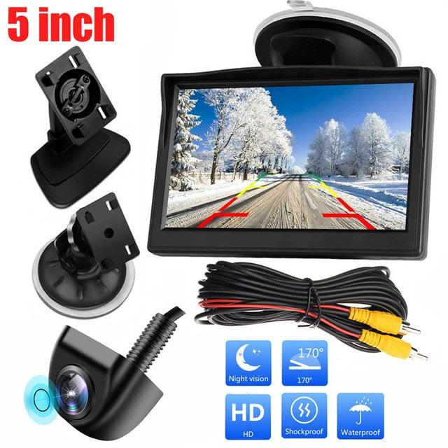 Great 5'' Monitor Kit Car Waterproof License Plate Front/Side/Rear View Camera 8 Auto LED Night Vision (CT3)(1U60)