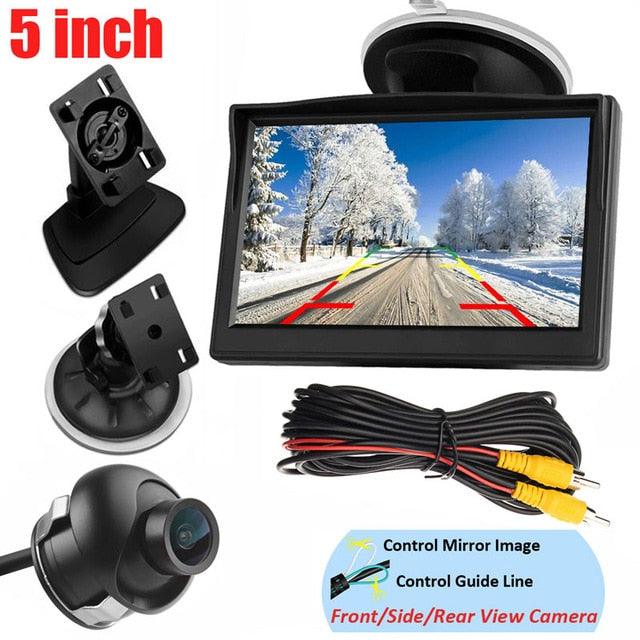 Great 5'' Monitor Kit Car Waterproof License Plate Front/Side/Rear View Camera 8 Auto LED Night Vision (CT3)(1U60)
