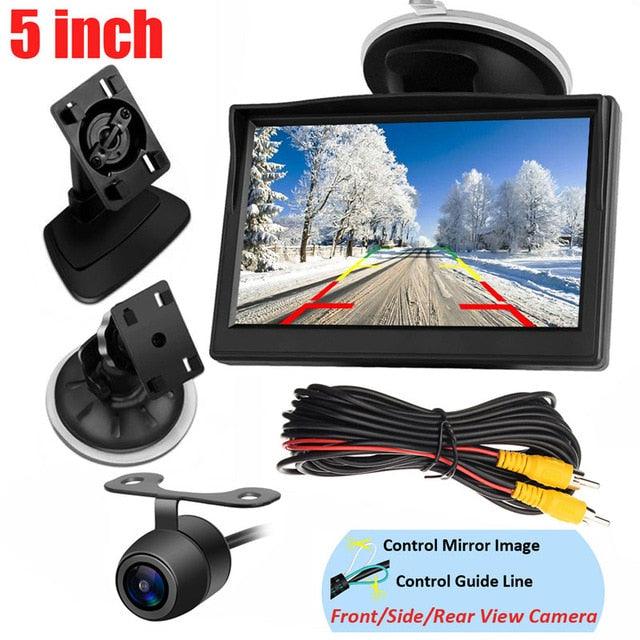 Great 5'' Monitor Kit Car Waterproof License Plate Front/Side/Rear View Camera 8 Auto LED Night Vision (CT3)(1U60)