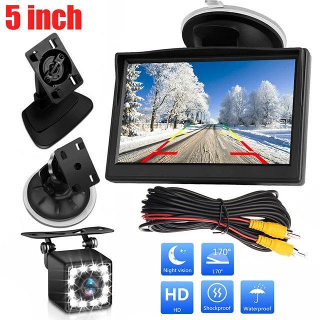 Great 5'' Monitor Kit Car Waterproof License Plate Front/Side/Rear View Camera 8 Auto LED Night Vision (CT3)(1U60)
