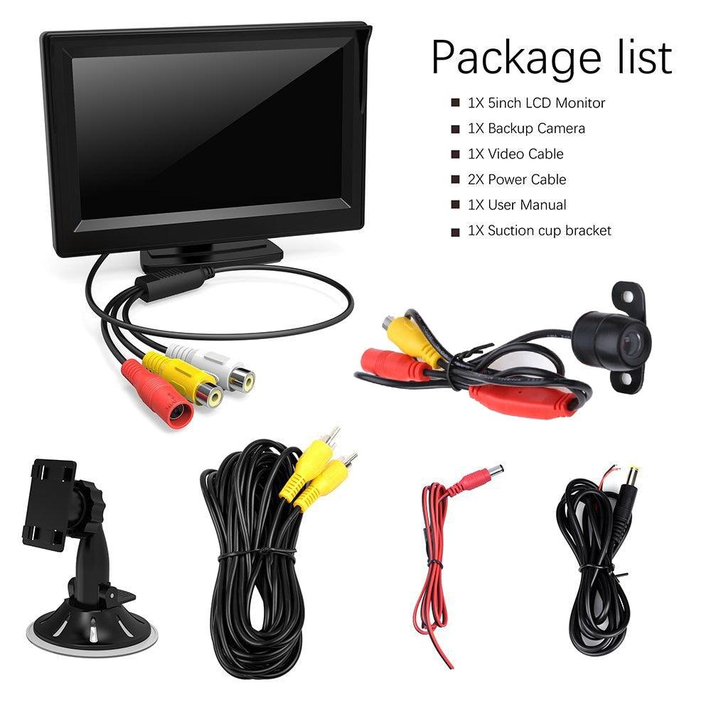 Great 5'' Monitor Kit Car Waterproof License Plate Front/Side/Rear View Camera 8 Auto LED Night Vision (CT3)(1U60)
