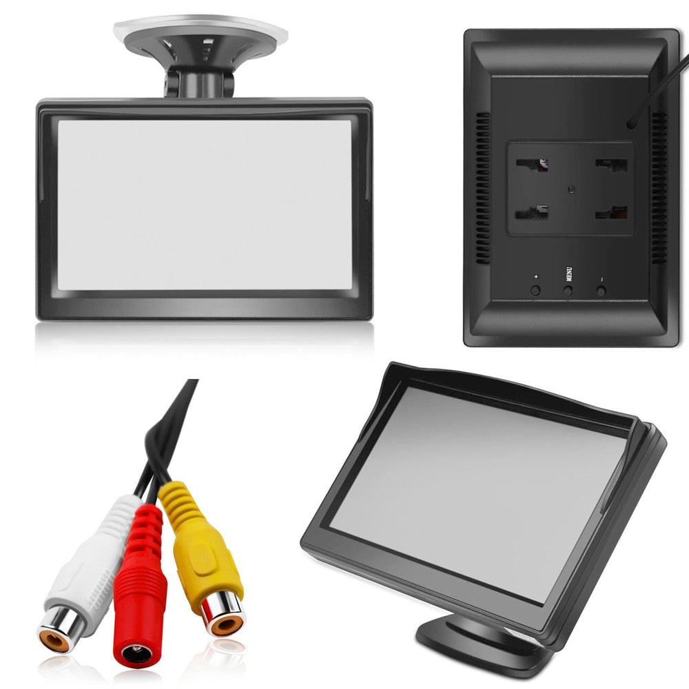 Great 5'' Monitor Kit Car Waterproof License Plate Front/Side/Rear View Camera 8 Auto LED Night Vision (CT3)(1U60)