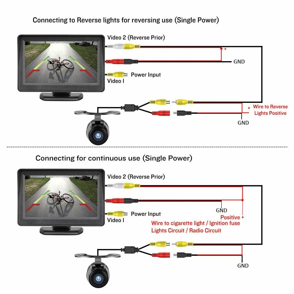 Great 5'' Monitor Kit Car Waterproof License Plate Front/Side/Rear View Camera 8 Auto LED Night Vision (CT3)(1U60)