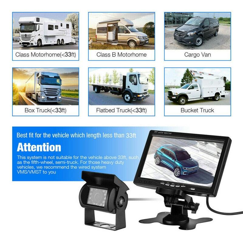 7'' HD LCD Monitor Backup Camera Kit for Trucks Trailers - Waterproof Night Vision Rear (CT3)(F60)