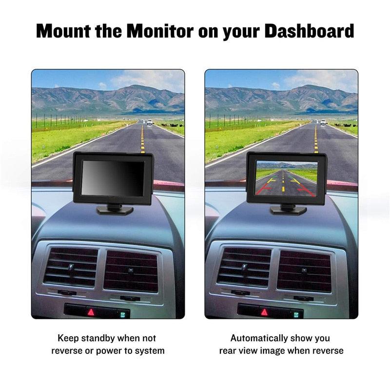 Auto LED Backup Rear View Camera Night Vision Kit with 4.3" TFT LCD Car Monitor Screen Parking Assistance System DC 12V (D60)(CT3)