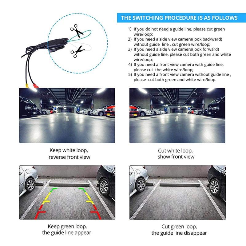 Car Front Side Rear View Reverse/Forward Camera Waterproof HD Distance Scale Lines for Auto Parking Sensor System (CT3)(F60)