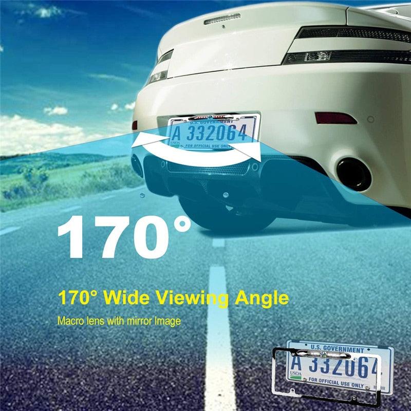 Car License Plate Frame Backup 7 LEDs Wide Viewing Angle Waterproof Rearview Camera - Universal (D60)(CT3)