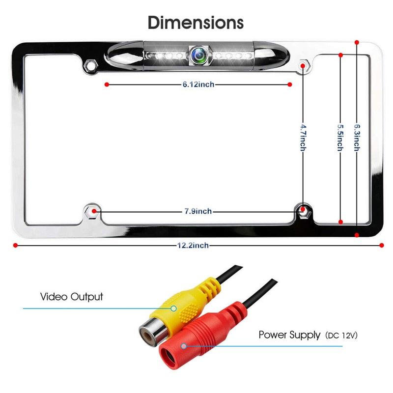 Car License Plate Frame Backup 7 LEDs Wide Viewing Angle Waterproof Rearview Camera - Universal (D60)(CT3)