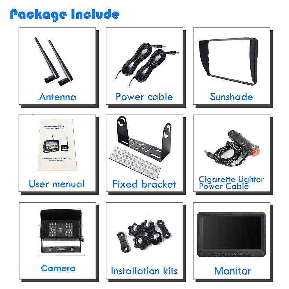 Digital Wireless Backup Camera System Kit - No Interference IP69 Waterproof + 7’’ LCD Reverse Monitor for Rv/Truck/Pickup (CT3)(1U60)