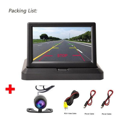 HD Car Rear View Parking GuideLines Waterproof Reverse Auto LED Back Up Camera High Definition with 5'' Monitor (D60)(CT3)