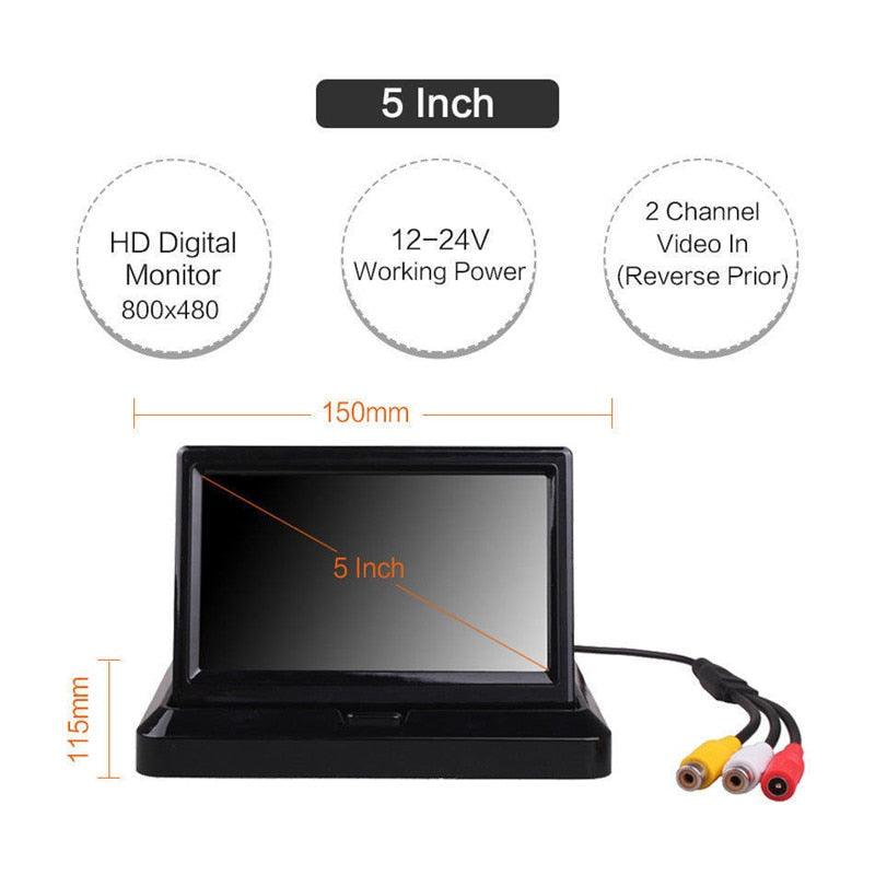 HD Car Rear View Parking GuideLines Waterproof Reverse Auto LED Back Up Camera High Definition with 5'' Monitor (D60)(CT3)