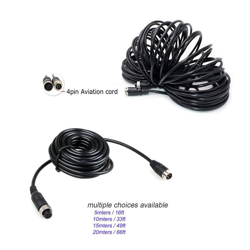 Heavy Duty 4 Pin/RCA Vehicle Rear/Side View Camera Extension Cable For Truck RV Bus Trailer IR Night Vision Waterproof (D60)(CT3)