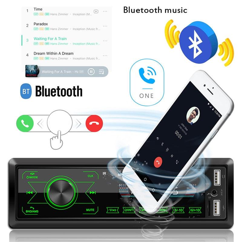 Multimedia Car Stereo Single Din Bluetooth Audio FM Radio Player Receiver Support USB/WMA/Aux-in (CT2)(1U60)