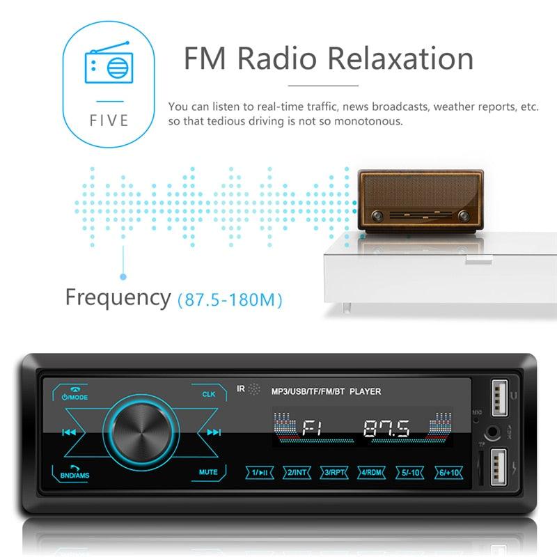 Multimedia Car Stereo Single Din Bluetooth Audio FM Radio Player Receiver Support USB/WMA/Aux-in (CT2)(1U60)