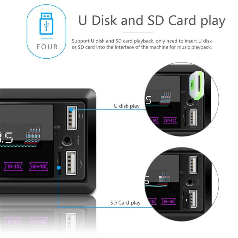 Multimedia Car Stereo Single Din Bluetooth Audio FM Radio Player Receiver Support USB/WMA/Aux-in (CT2)(1U60)