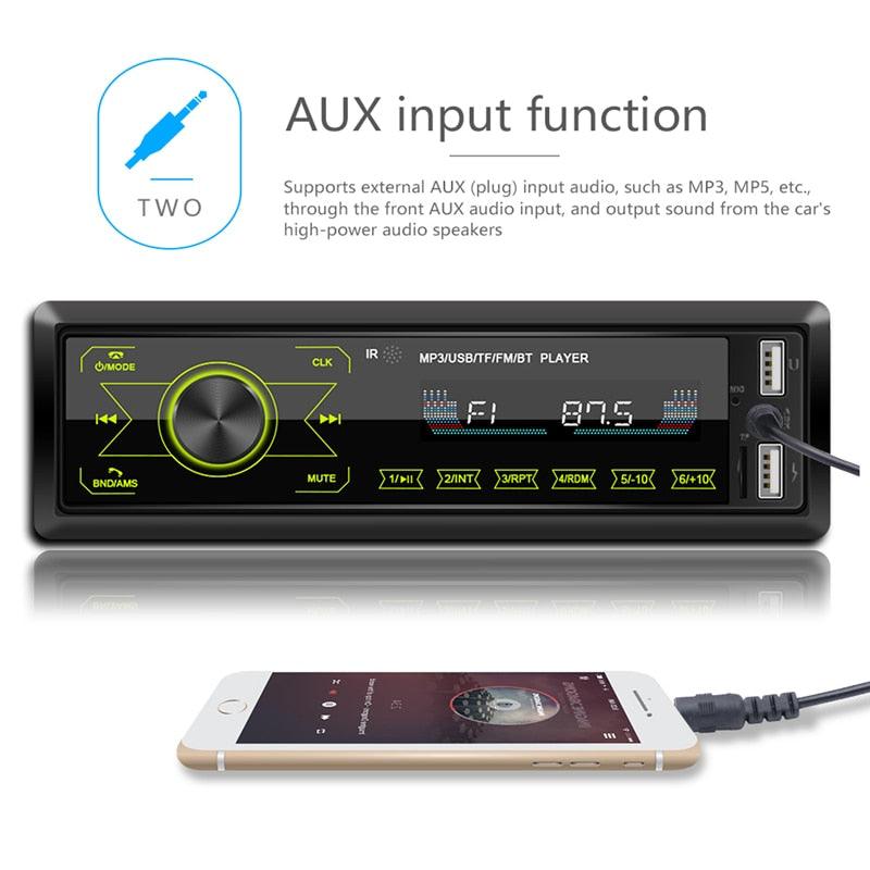 Multimedia Car Stereo Single Din Bluetooth Audio FM Radio Player Receiver Support USB/WMA/Aux-in (CT2)(1U60)