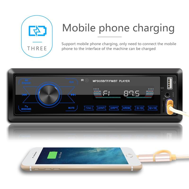 Multimedia Car Stereo Single Din Bluetooth Audio FM Radio Player Receiver Support USB/WMA/Aux-in (CT2)(1U60)