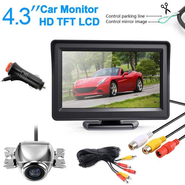 Night Vision HD Car Rear View Parking Guide Lines ON/Off Waterproof Reverse Auto Back Up Camera & 4.3'' TFT LCD Monitor (CT3)