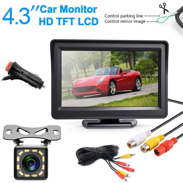 Night Vision HD Car Rear View Parking Guide Lines ON/Off Waterproof Reverse Auto Back Up Camera & 4.3'' TFT LCD Monitor (CT3)