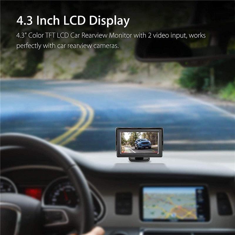 Night Vision HD Car Rear View Parking Guide Lines ON/Off Waterproof Reverse Auto Back Up Camera & 4.3'' TFT LCD Monitor (CT3)