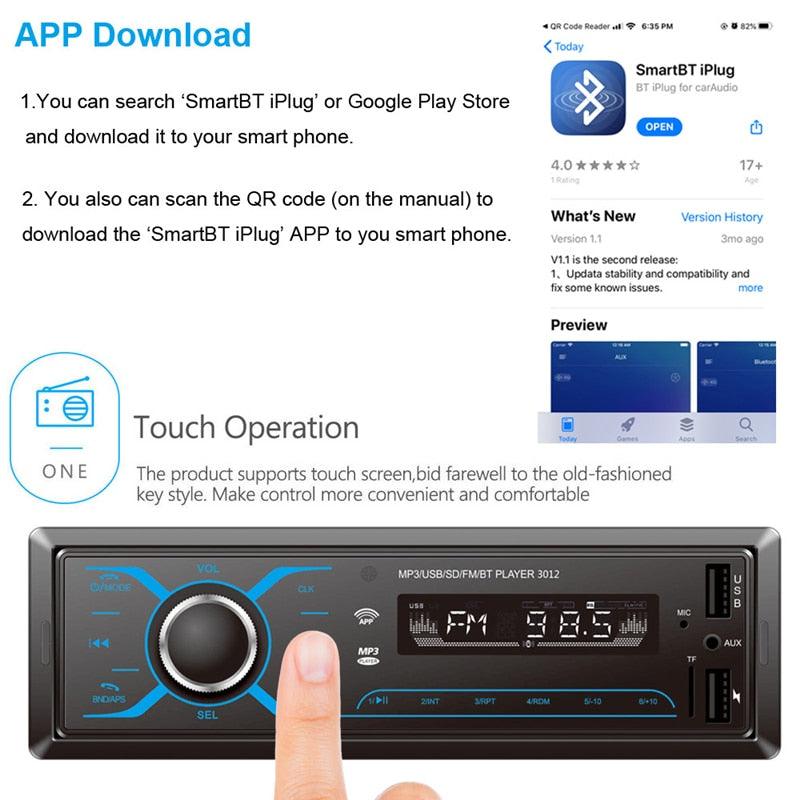 Single Din Car Stereo 12V MP5 Player with Bluetooth Audio & Hands-Free Calling FM AM Receiver USB/AUX-in/SD Radio (CT2)