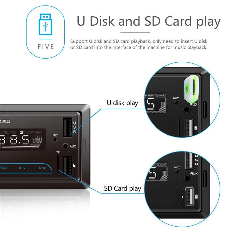 Single Din Car Stereo 12V MP5 Player with Bluetooth Audio & Hands-Free Calling FM AM Receiver USB/AUX-in/SD Radio (CT2)